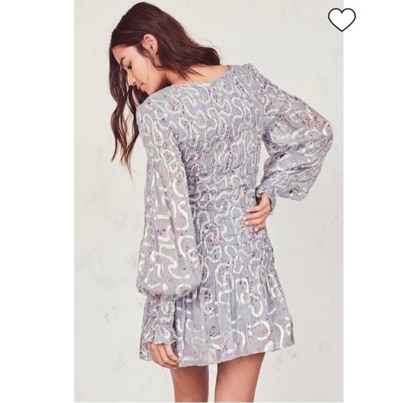 NWT LoveShackFancy Scarlett Mini Dress blue Gray sz Medium - Picture 12 of 16